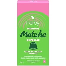 Bomii Herby Premium Matcha Kapsül - Nespresso Uyumlu, Çilek ve Vanilya Aromalı, 10'lu Paket
