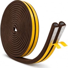 Şanal Kyro Tech Speed Kendinden Yapışkanlı Kapı Pencere Fitili 5,6 Metre, Çift Şeritli Pimapen Pvc D Tipi Epdm Sünger Conta, Kapı Pencere Bandı, Rüzgar, Böcek, Kış, Soğuk Hava, Toz, Ses Yalıtımı Kahverengi