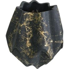 Bomii Burgulu Seramik Saksı (Siyah -Altın Sarısı Renk)