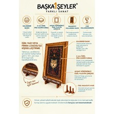 Başka1Şeyler Farklı Sanat Kişiye Özel Nakış Işlemelitürk Bayrağı ve Üç Hilal Bayrağı Masaüstü Tablo Ahşap Ayaklı Isimlik ve Loğolu 23X29 Ölçülerinde