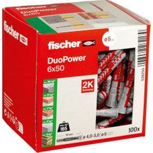 Bomii Duopower 6 x 50, Evrensel Dübel, Güçlü 2 Bileşenli Dübel, Beton, Tuğla, Taş, Alçı Karton Vb. Yerlere Sabitlemek Için Plastik Dübel, Vidasız, 100 Adet