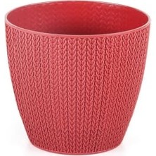 Bomii Sml4 Sümela Saksı Tabaklı 21,6cm, 5 Litre Dekoratif Saksı Kırmızı
