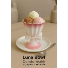 Bomii Lunabowl Seramik Dondurmalık - El Boyaması Pastel Renkli Şık Kase, Pembe