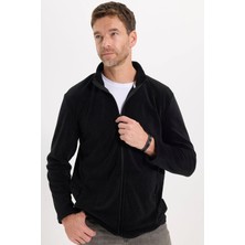 Tudors Unisex Siyah Anti-pilling Tüylenme Yapmayan Standart Fit Tam Fermuarlı Soğuk Geçirmez Polar Hırka