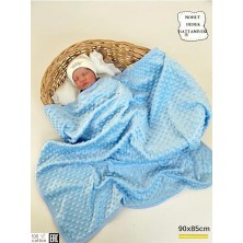 Ceylan Adam Nohut Kız/erkek Bebek Battaniyesi & Kundağı Çift KATLI%100 Pamuklu Çok Amaçlı Örtü 90X85CM BTN11003 Mavi