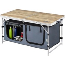 Bomii Saklama Dolaplı Kamp Masası, Outdoor Kamp Mutfağı, Kamp Dolabı, Katlanabilir Piknik Masası, Mutfak Dolabı, Depolama Bölmeli, Dış Mekan Mutfağı 90X50CM Naturel Meşe