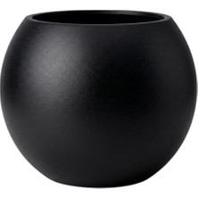 Bomii Zevli Dekoratif 27L Küre Saksı Ø35 cm (Siyah) • Beton Görünümlü Modern Salon ve Bahçe Saksısı