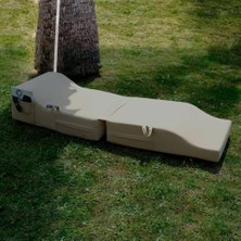 Bomii Fermuarlı Şezlong Minder ve Puf Seti 180X60X20 cm Ultra Kalın Su Itici Uv Dayanımlı Bej Sunbed (Bej)
