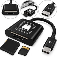 Bomii Usb-C Sd ve Micro Sd Kart Okuyucu, Type-C Hafıza Kartı Adaptörü, 480 Mbps Hızlı Veri Aktarımı, Tak Çalıştır, Örgülü Kablolu Kompakt Kart Okuyucu, Telefon Tablet ve Bilgisayar Uyumlu