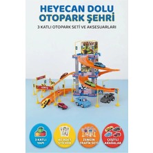 Farbu Oyuncak Otopark Oyun Seti 3 Katlı Metal Arabalı 41 Parça Süper Garaj Seti