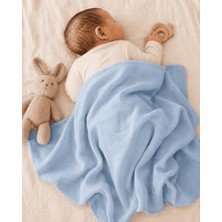 Trendexa Pamuklu Müslin Battaniye Puset Örtüsü Hediyelik Çok Amaçlı Örtü 80X90CM Renk Seçenekli Mavi