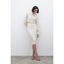 Sateen Düz Kalem Etek