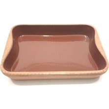 Trendexa Borcam Stil Toprak Güveç Kabı 32X23X5CM Yüksek Ateşe Dayanıklı Dikdörtgen Toprak Güveç Fırın Tepsisi