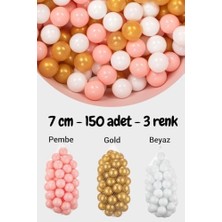 Trendexa 7 cm Top Havuzu Topu, 150 Adet, Gold, Beyaz, Pembe