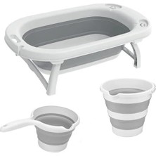 Trendexa Katlanabilir Bebek Küveti Seti - Ergonomik, Yer Kaplamaz Banyo Kovası ve Maşrapası