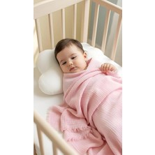 Trendexa 4 Katlı Müslin Bebek BATTANIYESI,%100 Pamuk, Püsküllü Kenarlı, 115X100 Cm, 230 Gram, Çok Amaçlı, Havuz ve Banyo Kullanımına Uygun (Şeker Pembe)