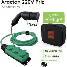 Plugen V2L Adaptör 5 Metre 3\'lü Uzatma Prizli - Mg Uyumlu Araçtan 220V Priz Çıkışı S/g