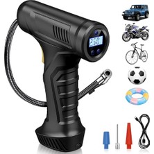 Trendexa Şarjlı Taşınabilir Hava Kompresörü, 3600 Mah Tabanca Tipi 150 Psı Güçlü Lastik Şişirme Pompası, Araba Bisiklet Motosiklet Top ve Şişme Ürünler Için Otomatik Basınç Ayarlı LCD Ekranlı Mini Kompresör