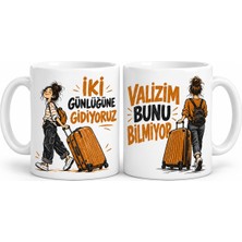 Gees Global Küçük Tatil Büyük Valiz 2'li Porselen Kupa Seti - Model 1147