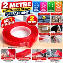 Soi Home 2 Metre Güçlü Yapışkanlı Çift Taraflı Slikon Pratik Şeffaf Bant (Adet Fiyatıdır) Soı