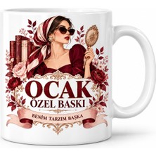 Gees Global Ocak Özel Baskı Hanımefendi Tasarımlı Porselen Kupa - Model 1166