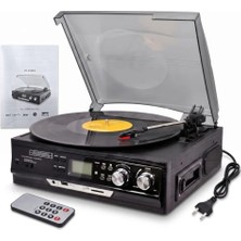 Trendexa Looptone TR-27WEC Bluetooth Nostaljik Pikap + Kaset Çalar ve Radyo + 33/45/78 Uyumlu + Ev Tipi Müzik Sistemi