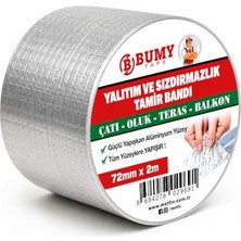 Trendexa Çatı Izolasyon (72 mm x 2 Mt) Su Sızdırmazlık Geçirmez Yalıtım Çamur Butil Sakız Tamir Bant Bandı
