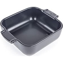 Trendexa Seramik Kare Fırın Kabı - 18 cm (Saplar Dahil) x 11,4 cm x 5,1 cm - Kapasite: 0,66 L - 10 Yıl Garanti - Arduvaz Grisi