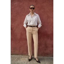 Sateen Beli Lastikli Klasik Pantolon