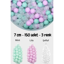 Trendexa 7 cm Top Havuzu Topu, 150 Adet, Mint-Lila-Şeffaf, 3 Renk