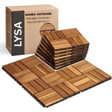 Trendexa Teak Ağacı Yer Karosu 9 Adet 1 Koli Bahçe Banyo Deck Ahşap Karo Masif Yer Döşemesi Balkon Deck Altın Teak