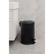 Trendexa Vintage 5 Lt Yavaş Kapanır Kapaklı Ofis Mutfak Banyo Çöp Kovası, Siyah