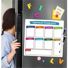 Trendexa Dünya Magnet Hafalık Magnet Planlayıcı, Katlanabilir Silinebilir Mıknatıslı Yazı Tahtası Pano + 2 Kalem
