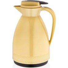 Trendexa Çift Katmanlı Cam Termos, 1 Litre Kapasiteli, Isıya Dayanıklı, Piknik, Kamp, Ofis, Kafe ve Ev Kullanımı Için (Sarı, 1 Lt, Termos)
