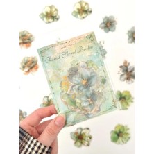 Trendexa Vintage Romantic Floral Altın Yaldızlı Yeşil Çiçekler 20 Adet Sticker Seti/etiket/çıkartma