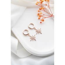 Famira 925 Ayar Rose Sallantılı Kutup Yıldızı Gümüş Kadın Küpe