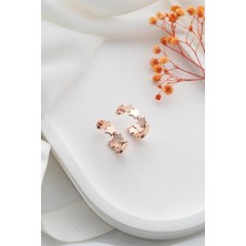 Famira 925 Ayar Rose Yıldızlı Halka Gümüş Kadın Küpe