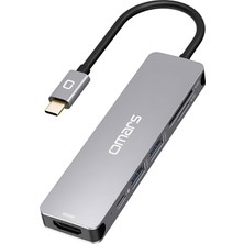 Velora Omars 6 Port Type-C USB 3.1 Pd 4K HDMI Video Transferi Sd/tf Kart Uyumlu Hub Dönüştürücü Adaptör