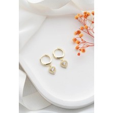 Famira 925 Ayar Gold Sallantılı Kalp Gümüş Kadın Küpe