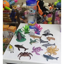 Bengi Store Oyuncak 17 Parça Mini Deniz Canlıları Seti (Köpekbalığı, Balina, Ahtapot V.b)