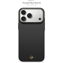 iPhone 18 Pro Max Uyumlu Kılıf M-Safe Özellikli Raptic Aramid Skin Reynis Serisi Karbon Kapak Siyah