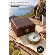 Yenilig 3 Adet Ahşap Kutulu Pirinç Pusula – Klasik Nostaljik Tasarım, Denizcilik Kamp Yürüyüş Için, Brass Compass Wooden Box Model 10