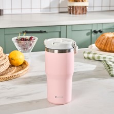 Emsan Star Ice Pipetli Çelik Sızdırmaz Termos Pembe 550 ml
