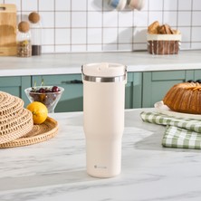 Emsan Star Ice Pipetli Çelik Sızdırmaz Termos Krem 900 ml