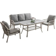 Mey İthalat Capri Swing Pisa Üçlü Rattan Bahçe ve Balkon Oturma Grubu | Beyaz | 801 | Balkon Seti | 2+1+1+Sehpalı Rattan Bahçe Takımı