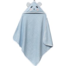 Mey İthalat Pandadots 3D Kapüşonlu Bebek Havlusu – 3D Panda Nakışlı,soft Cotton, 80X80 Cm, 0–12 Ay (Mavi)