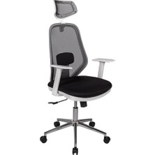 Mey İthalat Dali Beyaz Fileli Yönetici Koltuğu | Ergonomik Başlıklı Ofis Koltuğu Siyah Fileli