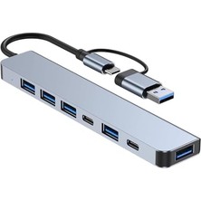Mey İthalat Type C To USB 3.0 7in1 Port Çoğaltıcı Hub Adaptör - AL4615