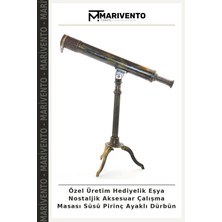 Marivento Özel Üretim Hediyelik Eşya Nostaljik Aksesuar Çalışma Masası Süsü Pirinç Ayaklı Dürbün