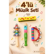 Bloomin Örf Aletleri Seti Ahşap Flüt & Mızıka & Zilli Marakas & D Zil Müzik Seti